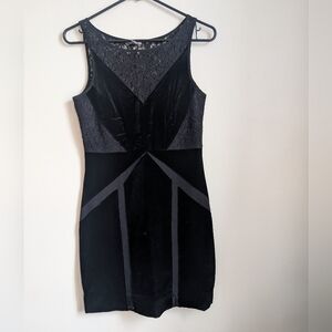 Ecote Black Lace & Velvet Detail Dress